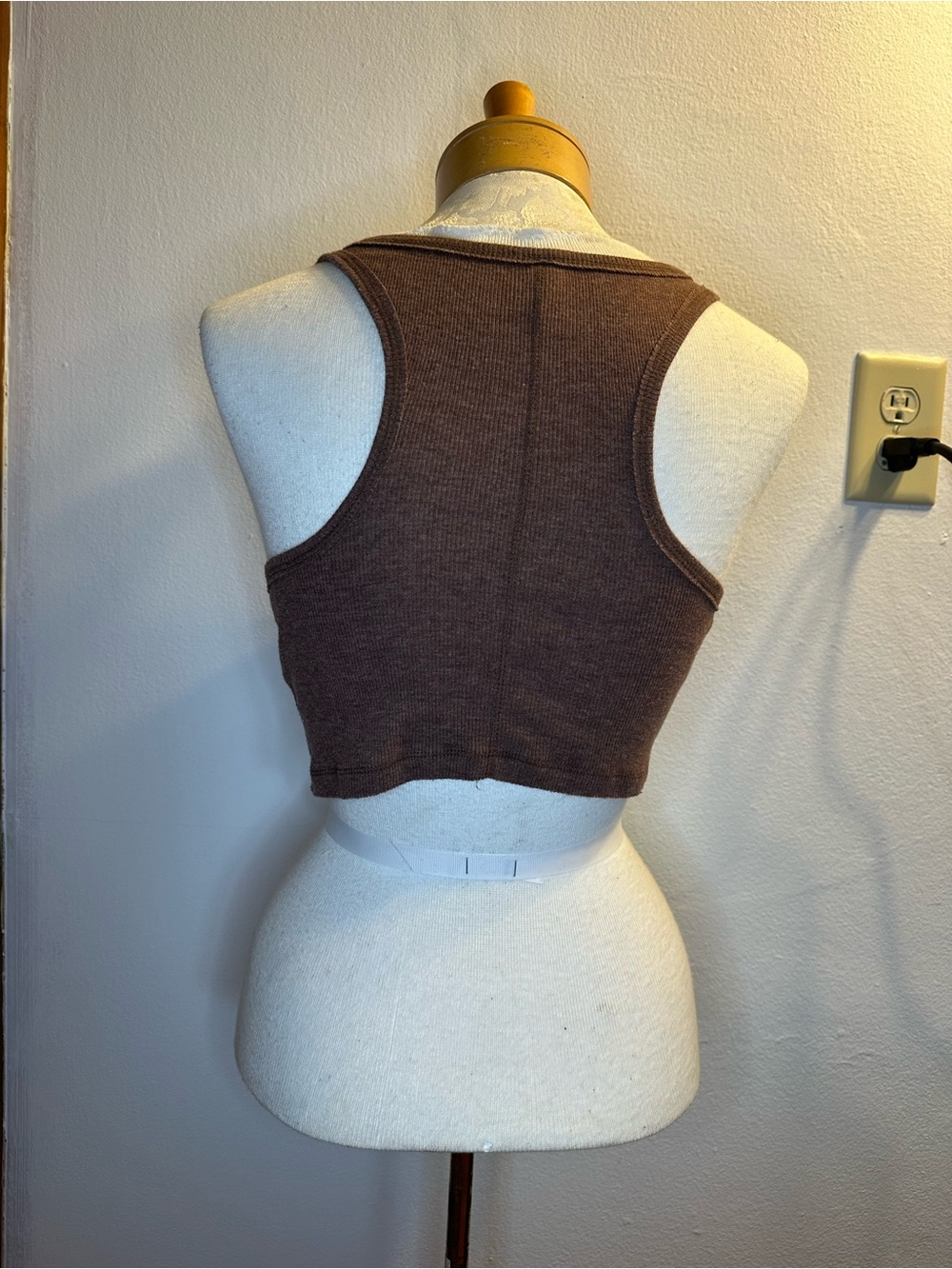 Free People Brown Ribbed Scoop Neck Crop Tank Top - Picture 2 of 3
